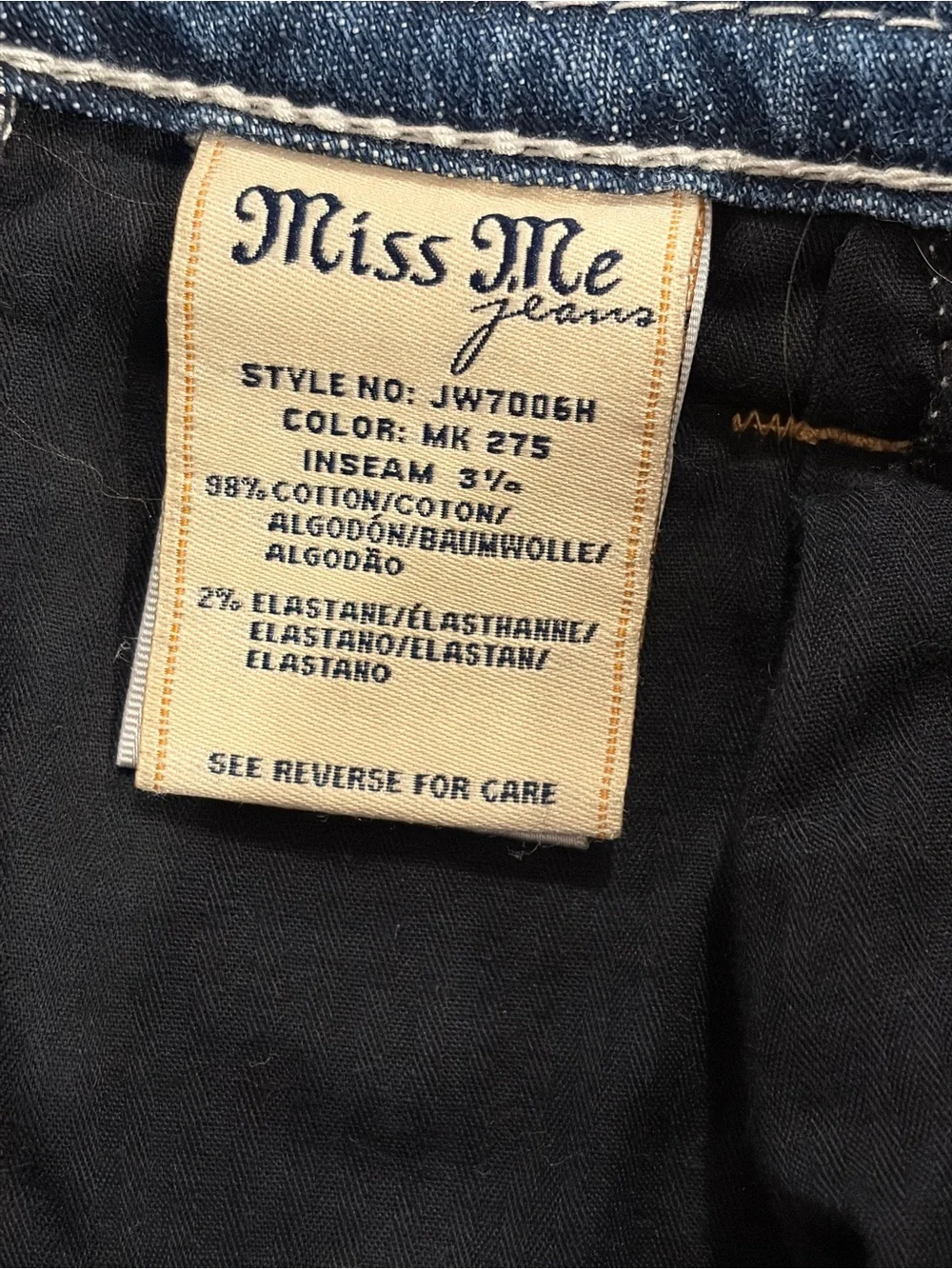 Miss Me Aztec Patch Distressed Denim Cutoff Shorts Size 27 Sequin Geometric